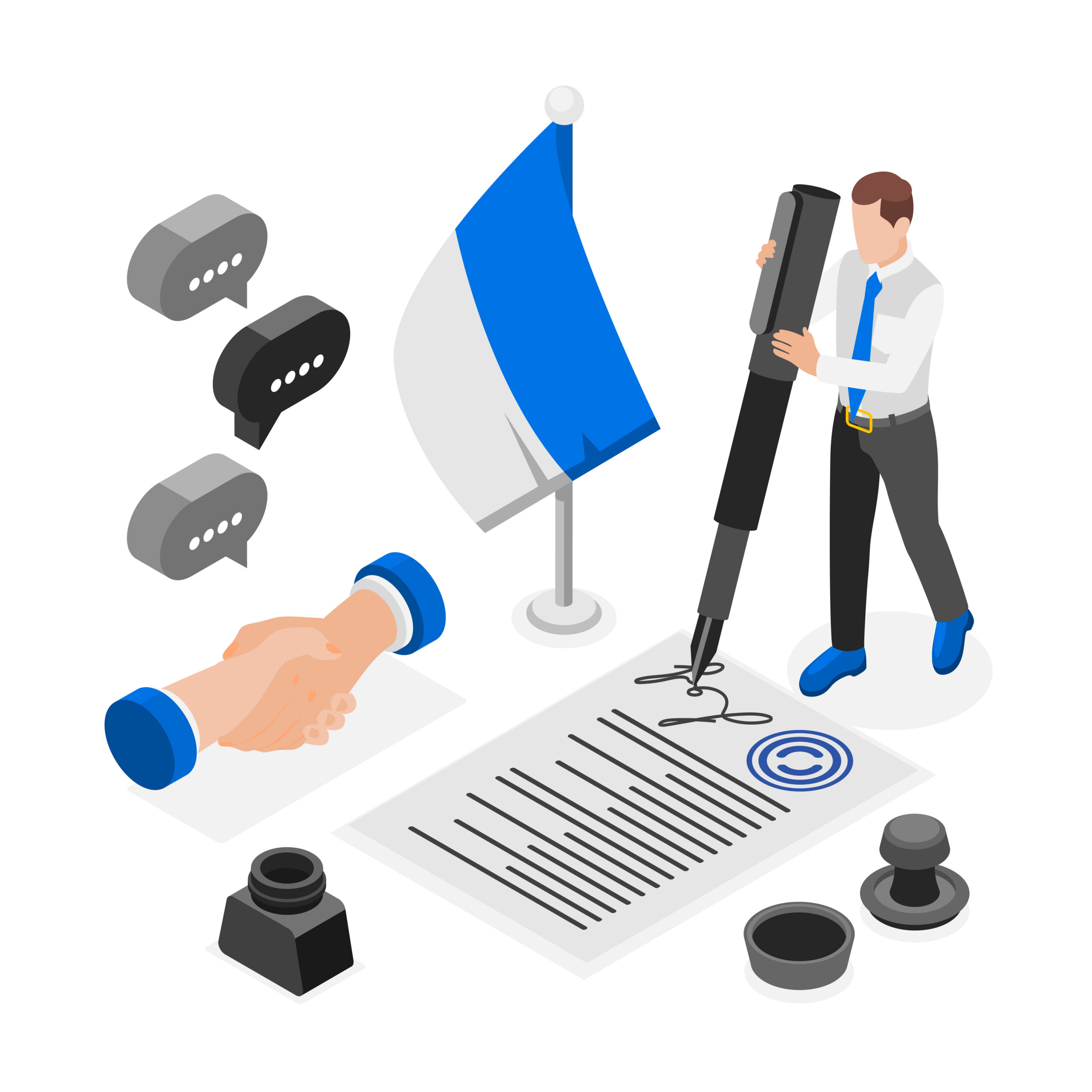 Diplomacy and diplomat colored and isometric concept handshake flag of the country seals, documents and signature vector illustration SSUCv3H4sIAAAAAAACA01RwU7DMAz9lcjnwkDcekMwIZCQJpC4TBzcxGutpUkVJ4Vp6r/jdhvaze/5xe/19QgNCluoj8DeF8kJM8cA9X0F5DjHxOihvpsqkIy5CIlqFVnM1Op2wZcj2+PMQw0bioMn0EelUfjOYsl7DBSLwFRdZK9XlrJ68jzcPKb8/+yLrAaA6bsCbCnYw2yt3ok84ZJkq6v9T6bUn2ON7CieRiyO5xHGaNHr/mGOrX6xn9k24dCxTTxSmrEjsTrAMw8+9mgPBoMz7oSysdHHRG4hWWJPObFVNlgasumUlg73ZHYeWxN3Jnek2xJyOhgh9a+Mi7b0FLIsR4TboIUmMuPymea6/1uz1vKx8WTWm89F/0HBkaqCedu8mF1Mmkqbyr9zkVCdGz3dktU5WEG/aopwIBHVxL3+2Gma/gAwaUao9gEAAA==